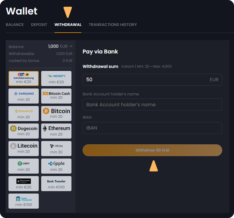 How can I withdraw money from my account step 2 Wallet