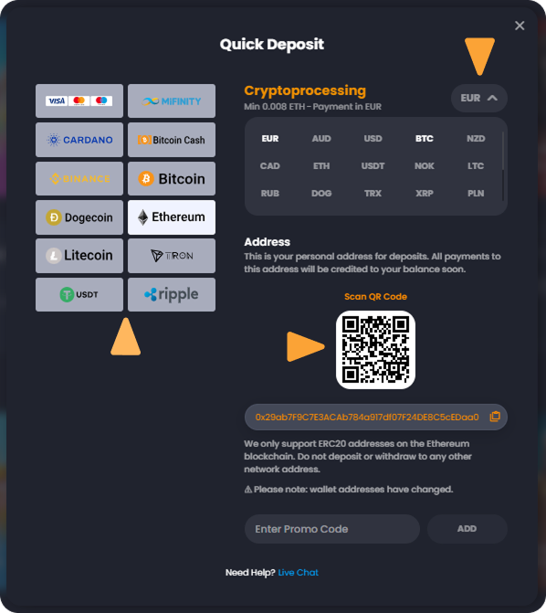 Deposit Crypto