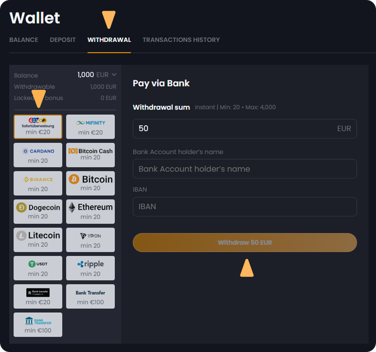 Comment puis-je retirer de l’argent de mon compte étape 2 Portefeuille