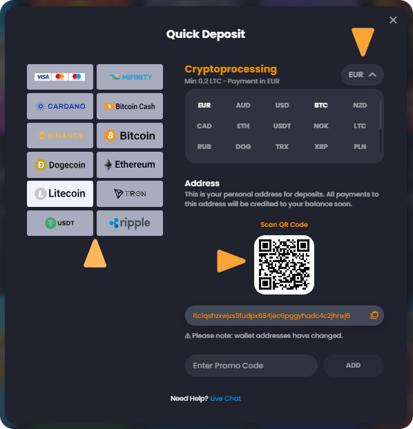 Deposit Crypto